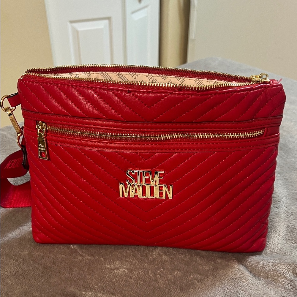 Steve Madden Red Quilted Crossbody Clutch